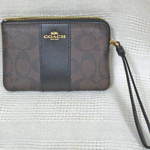 SOLD: Coach dark brown wristlet wallet